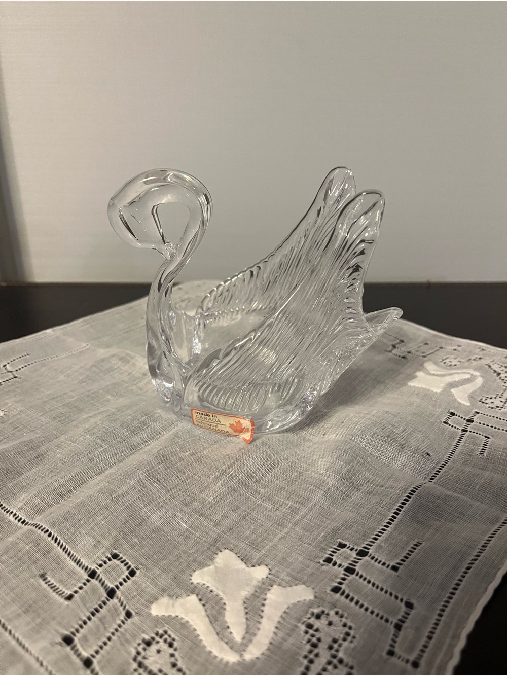 Clear Glass Swan Figurine Decorative Accent